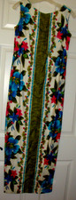 Vintage 60's Kamehameha Sleeveless Maxi slit Dress XS-S Hibiscus Floral Hawaiian