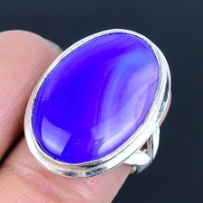 Purple Lace Agate Handmade 925 Sterling Silver Jewelry Ring US Size 7