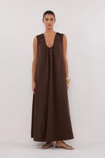DISSH Gabby Bitter Chocolate Oversized Cotton Midi Dress Women's 4 NWT