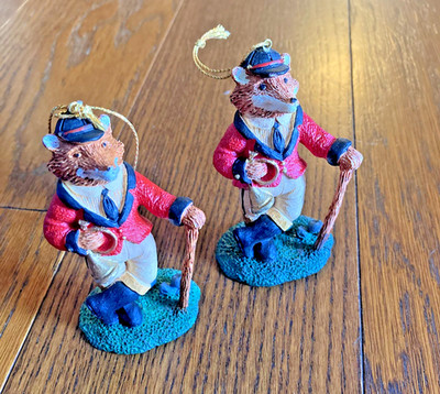 Vintage Winterthur Mr. Lord Fox Hunt Hunting Christmas Tree Ornament Set of TWO