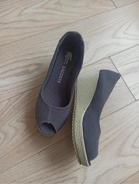 Women Lacoste Heels Grey Textile 39