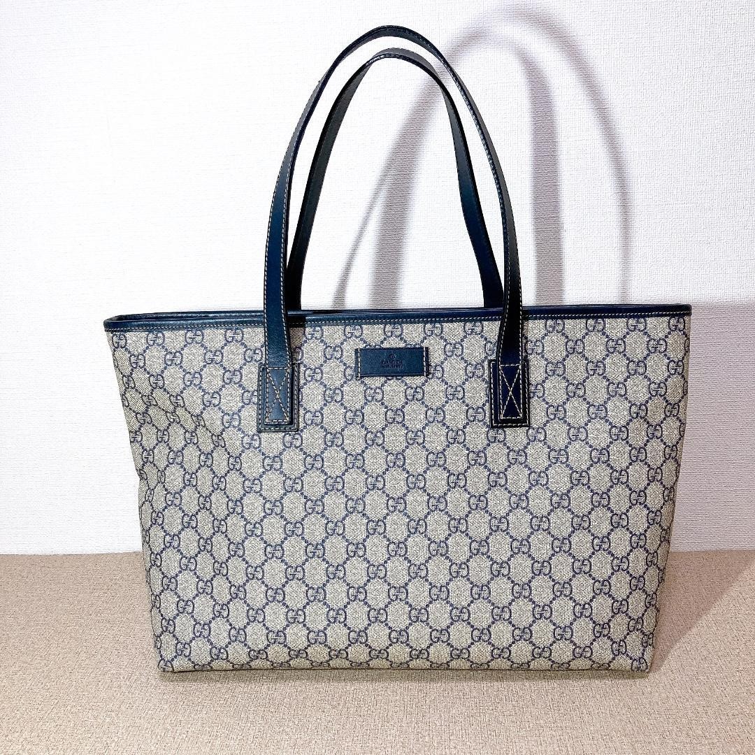 GUCCI GG Tote Hand Bag Ziplock Leather PVC Beige Black Silver Hardware Japan thumbnail 19