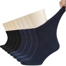 Cotton Diabetic Men's Socks, Ankle, Loose, Wide Stretchy, 8 Pairs, by Hugh Ugoli