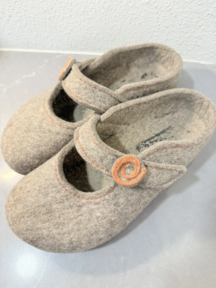 Zapatilla zuecos HAFLINGER Alice lana marrón Mary Jane 38 extensiones suelas de goma Foto 3 de 4