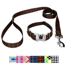 Country Brook Petz® Premium Dog Collar and Leash - Plaid and Argyle Collection