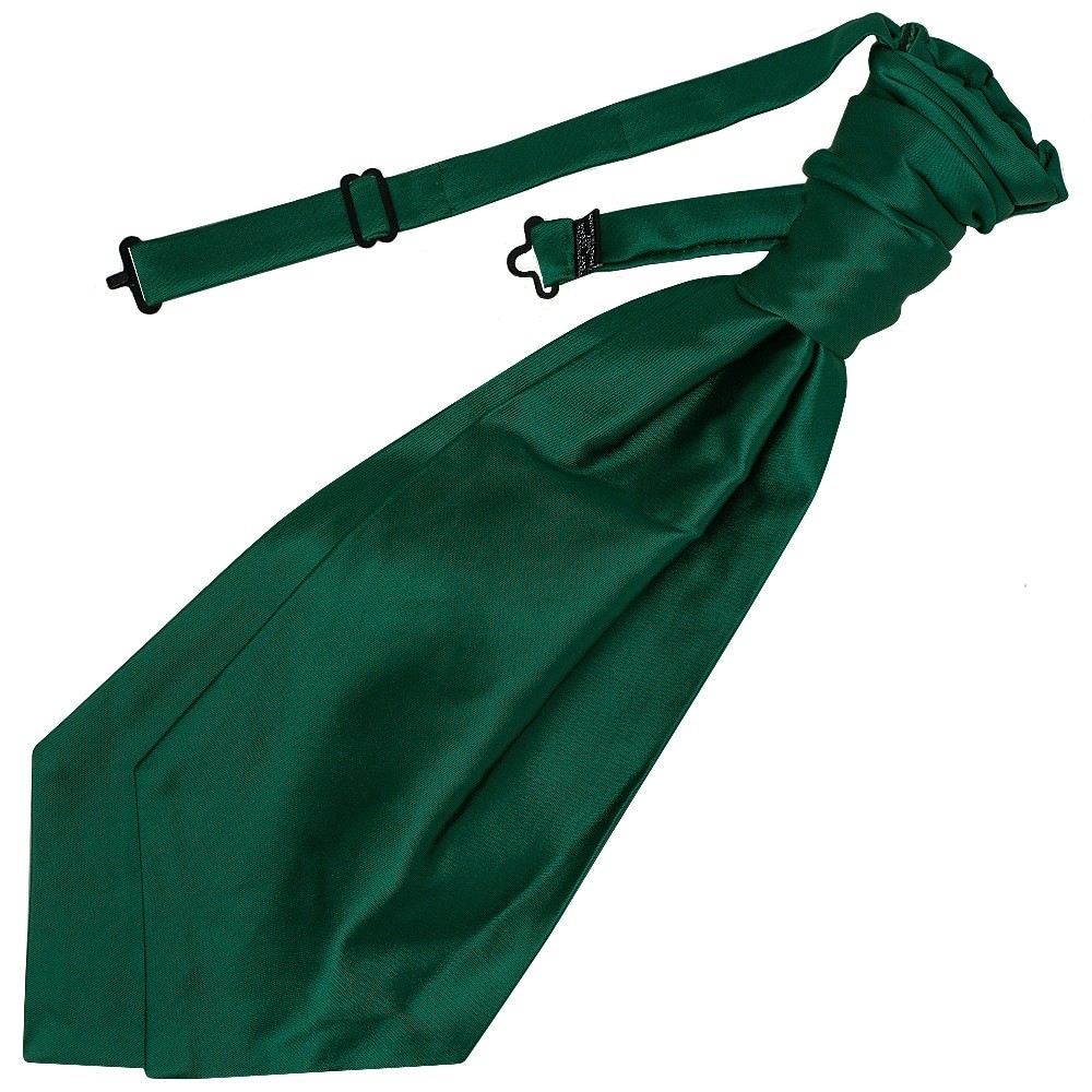 Handmade Plain Bottle Green Satin Mens Cravat Tie Wedding Formal Prom Tie
