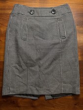 Ann Taylor Womens Navy Geometric Straight Pencil Lined Career Skirt Sz 4