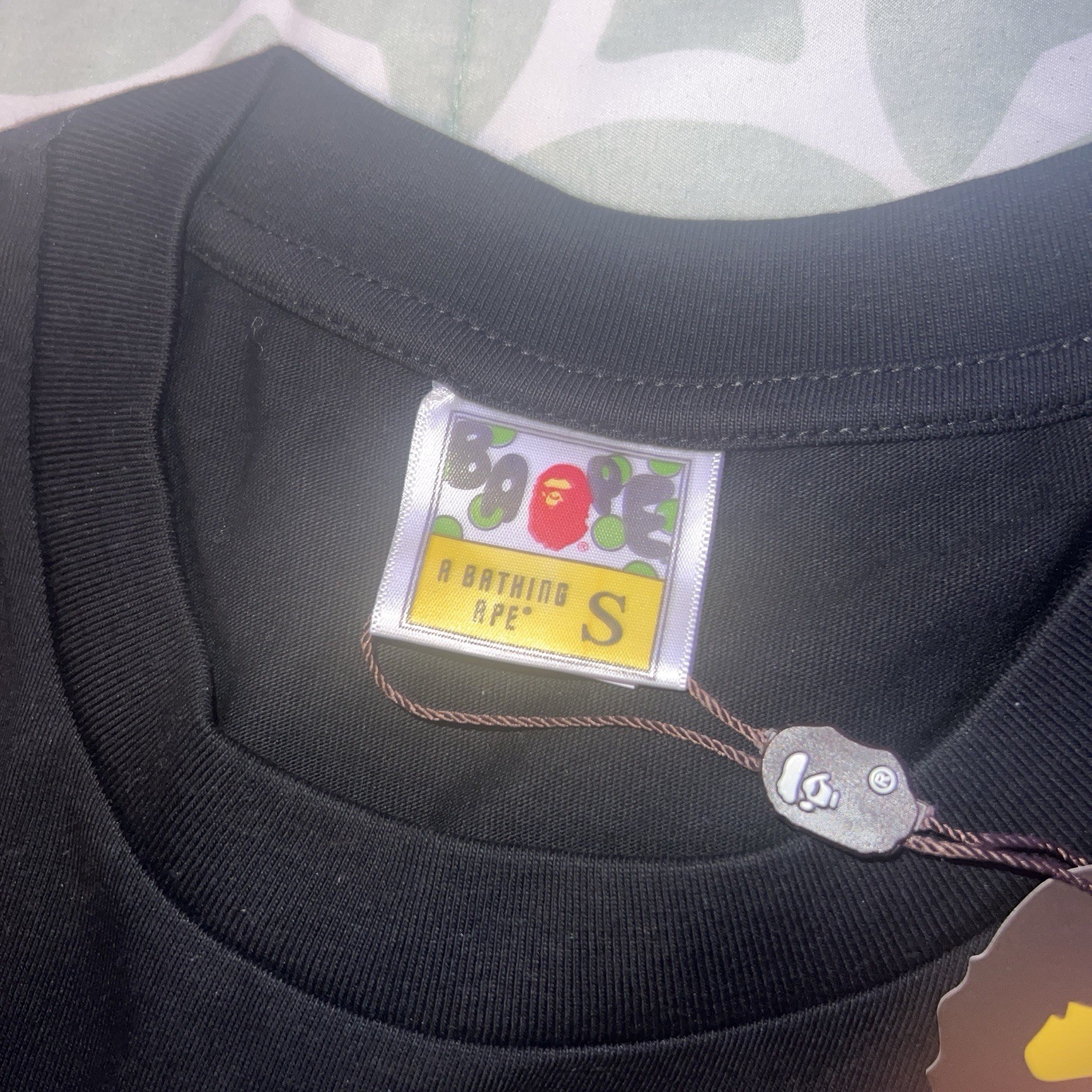 A Bathing Ape Bleached BAPE Check Plaid Graphic Logo Men's Tee Black S thumbnail 5