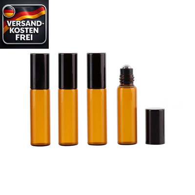 5ml leere braune roll-on Flasche mit Edelstahlkugel für ätherische Öle Parfüm Ar