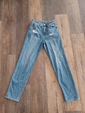 American Eagle Mom Straight Jeans Distressed light Wash Size 2 L Womens Denim