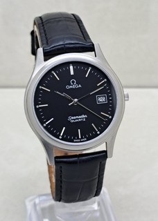 Vintage Omega Seamaster Black Dial 1425 Date Quartz Men's Swiss Watch