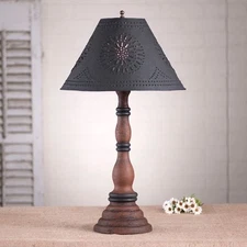 Irvins Country Tinware Davenport Table Lamp with Textured Metal Shade