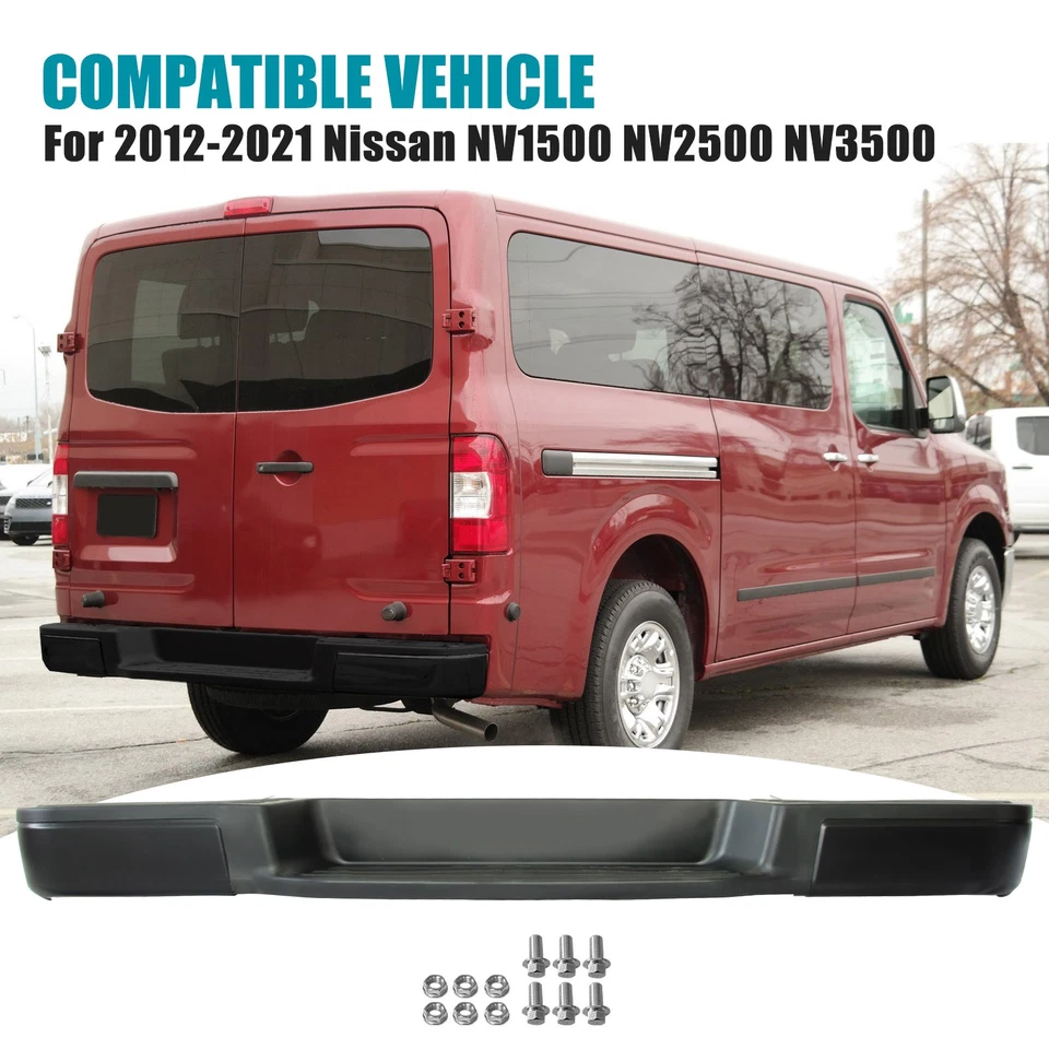 Black Steel Rear Step Bumper For 2012-2021 Nissan NV2500 NV3500 NV1500 w/o Park Foto 3 de 4