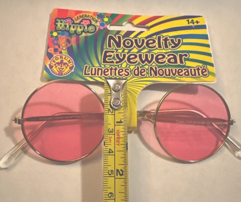 Forum Hippie Round Glasses Pink Lenses Costume Halloween Novelty 60’s  NWT - Image 3 of 3