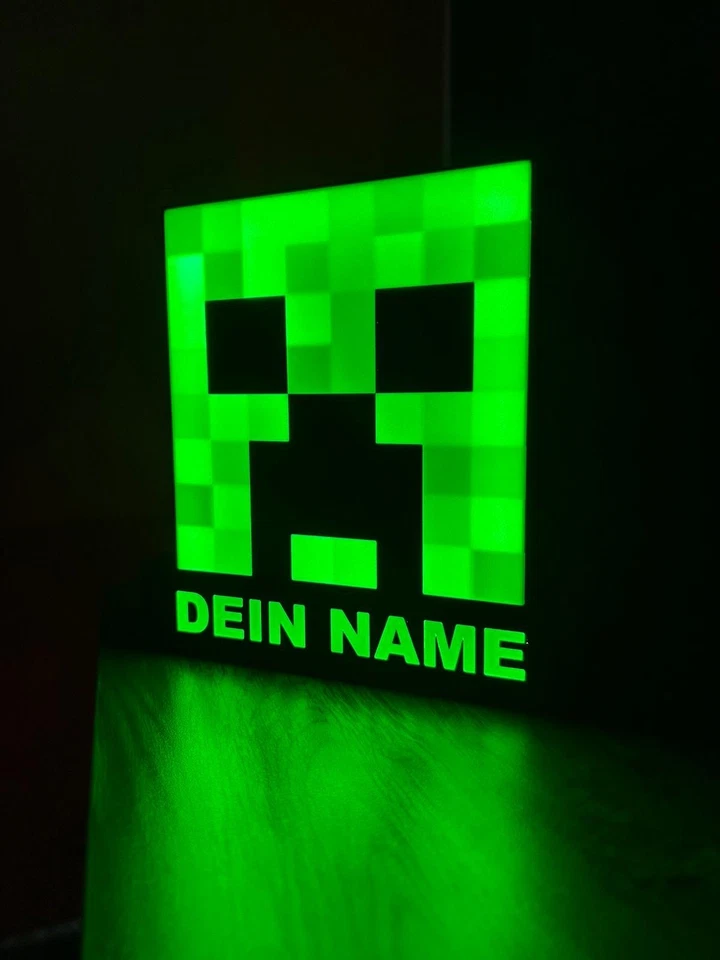 Minecraft LED Leuchtkasten personalisiert mit Name & USB | Creeper Nachtlicht - Bild 3 von 4
