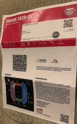 Sammler Ticket RB Leipzig vs FC Bayern München BL 2025/26 Print@Home