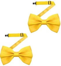 Bow Ties for Men Pre-Tied Adjustable - Classic Men's Bow Tie - Yellow 2pcs
