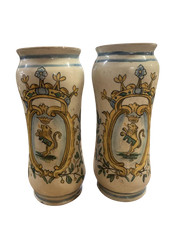 2 vasi da farmacia albarelli Napoli epoca XVIII XIX secolo