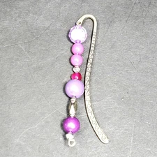 Purple Beaded Handmade Bookmark New 3.5"