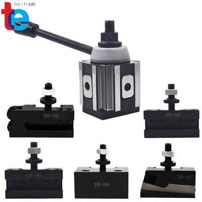 FINDMALL 6Pcs AXA 250-100 Size Piston Type Quick Change Tool Post Set For Lathe 6- 12"
