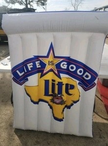 Vintage Miller Lite Inflatable Pool Raft Float Texas Lite Life Is Good 48"x58"