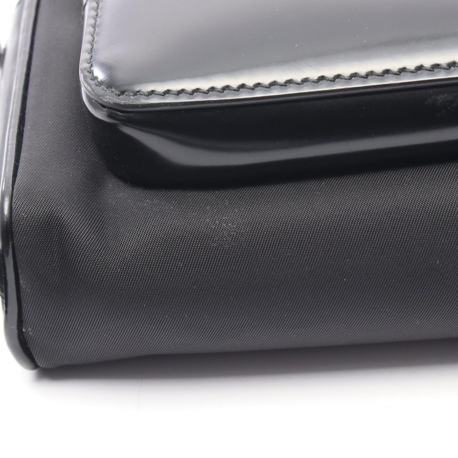 PRADA Re-Nylon brushed leather cross Waist Crossbody bag leather Black Used thumbnail 7