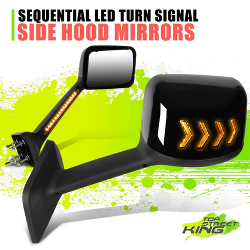 Sequential LED Arrow Pattern Side Hood Mirrors for MV607 RH613 HV LT625 18-22