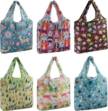 6 Pack Heavy Duty Reusable Grocery Bags – Foldable Shopping Tote Bags, 50lbs Cap