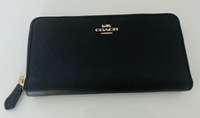 Coach Black Pebble Leather Accordion Zip Wallet F16612  Used Only Once