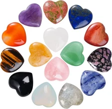 Marrywindix 15 Chakras Stones 0.8 Inch Healing Crystal Natural Heart Love Carved
