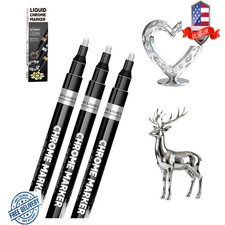 3Pcs Liquid Chrome Paint Markers - Mirror Metallic Silver Permanent Pens for