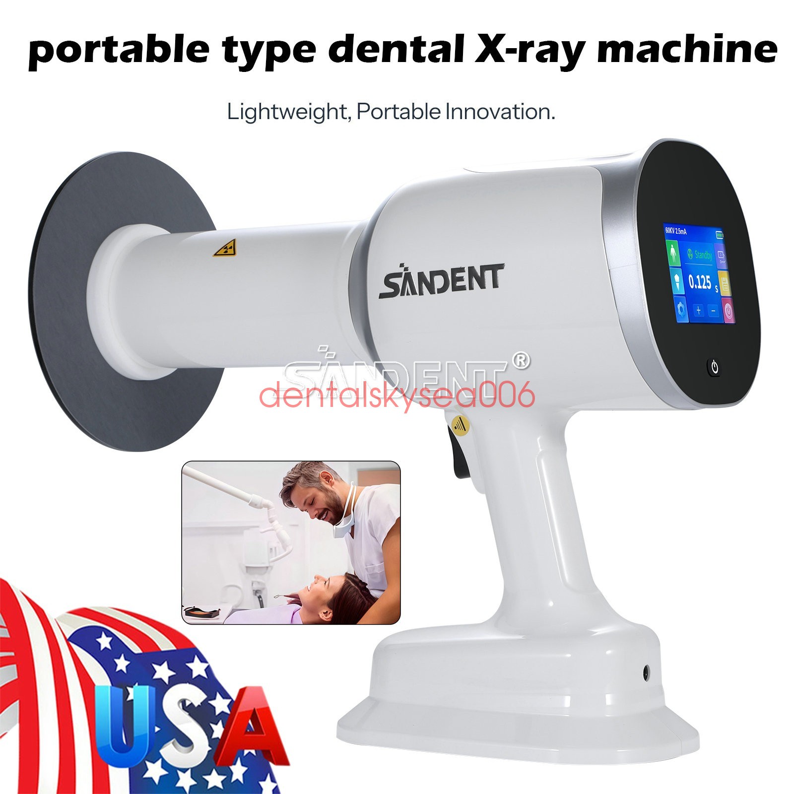 X Portable Mobile Dental Ray Unit Digital Imaging System with Scatter Shield