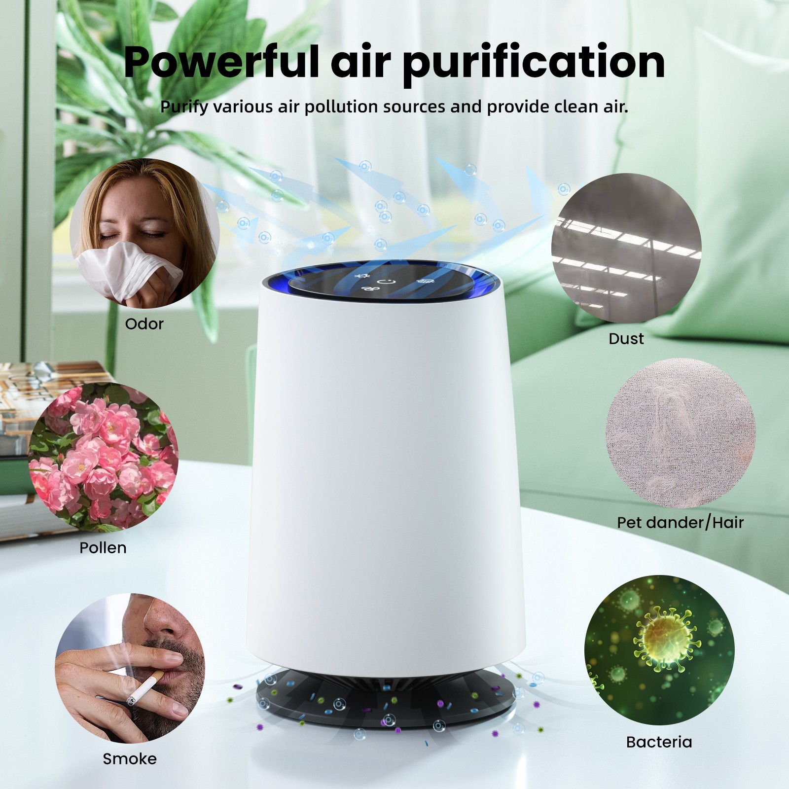 Home Air Purifiers For Large Room Hepa Air Purifier Smoke Odor Pet Medical Grade