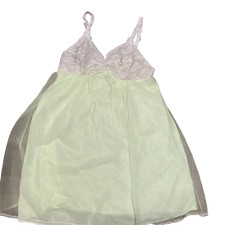 Vintage Size 36 Gaymode Pennys Short Nightgown Nightie Chartreuse Green EUC