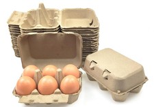 40 Pack Pulp Fiber Egg Cartons - 6 Count Tray, Solid Reusable Containers