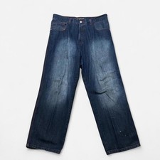 VTG SouthPole Y2K Baggy Wide Leg Jeans Distressed Wash Size 40