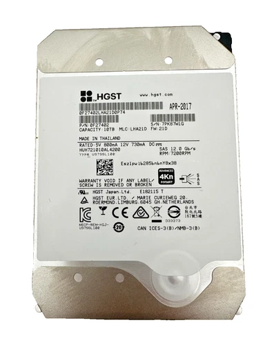 HGST HUH721010AL4200 0F27402 10TB SAS 12.0 Gb/s RPM 7200RPM