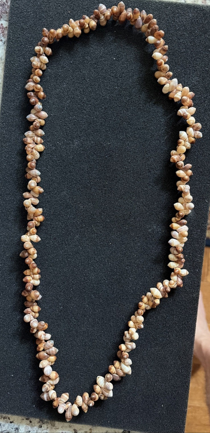 sea shell necklace vintage antique 17” Long