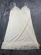 Vintage Philmaid Lingerie Slip Womens 44 Ivory Nylon Lace Spaghetti Straps