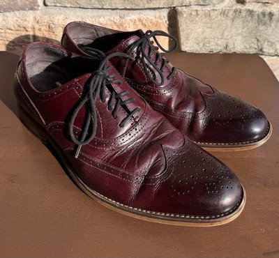 Stacy Adams Shoes Men 8M Dunbar Wingtip Oxford Burgundy Leather