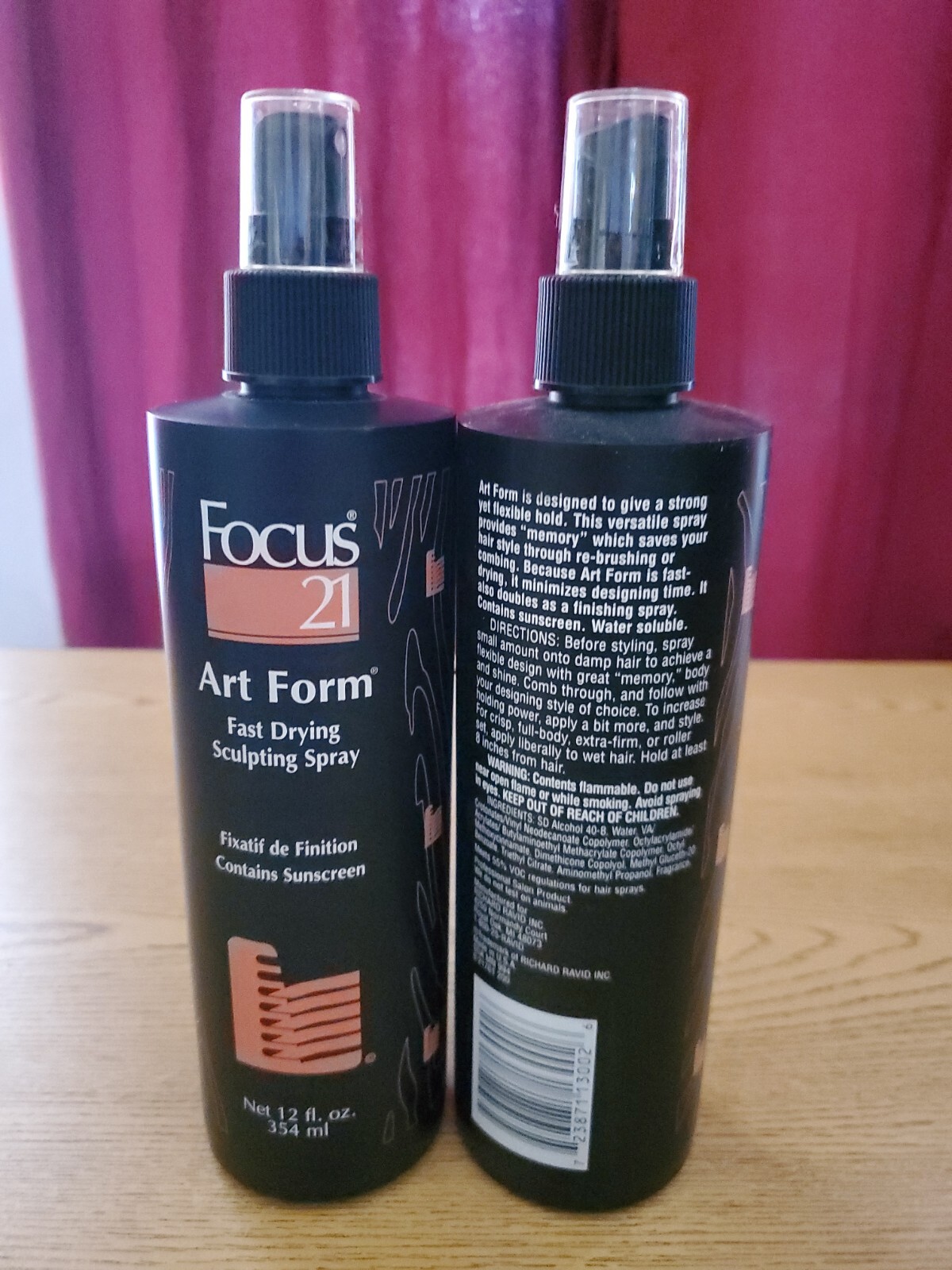 New Lot Of 2 Bottles Focus 21 Art Form Fast Drying Sculpting Spray 12 Oz Each