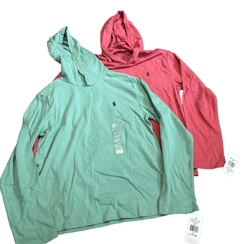 Ralph Lauren Hoodie Cruise Girls Youth L Embroidered Pony - 2 Pack NWT