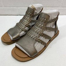 NEW - Lucky Brand - Biretta Leather Flat Sandal - Pewter Size 8