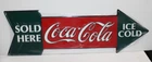 Coca Cola Sign Metal Arrow direction Vintage Style Wall Decor Man Cave 26"x9"