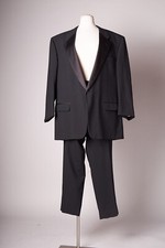 Vintage 1980s Black Wool Tuxedo Suit
