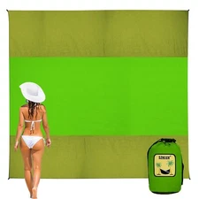 Beach Blanket108" X 84" 1-5 Adults Extra Large Beach Mat Big & Compact Sand F...