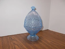 Blue Hobnail Egg Covered Dish Blue Made in Germany Excellent Shape