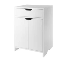 WINSOME WOOD Storage Cabinet White Composite 1-Drawer 2-Shelf Cut-Out Handles