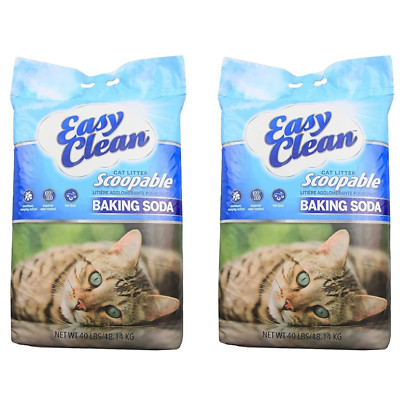 Pestell Pet Products Easy Clean Scoopable Litter with Baking Soda, 40lb, 2 Pack