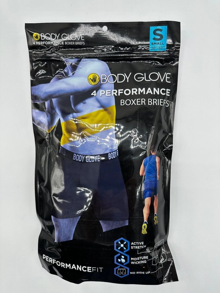 NEW BODY GLOVE MENS 4 PERFORMANCE BOXER BRIEFS ACTIVE STRETCH BLACK MSRP $48 - Image 2 of 4